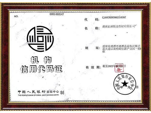 宏洲锦龙机构信用代码证